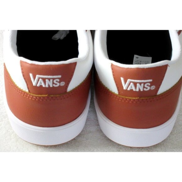 Vans Men\'s Lowland Cc 2 Tone Leather Auburn Brown White Skate Shoes Sizes NIB
